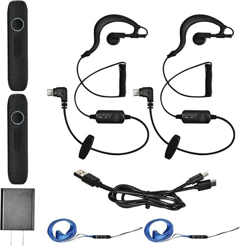 ASAWASA 2PCS Wearable walkie talkies,400-470MHZ Mini Two Way Radio with Earpiece Headset Set,Suitable for Commercial venues Such as Hotels, Restaurants, Shopping malls, supermarkets, etc（Black） in Kuwait