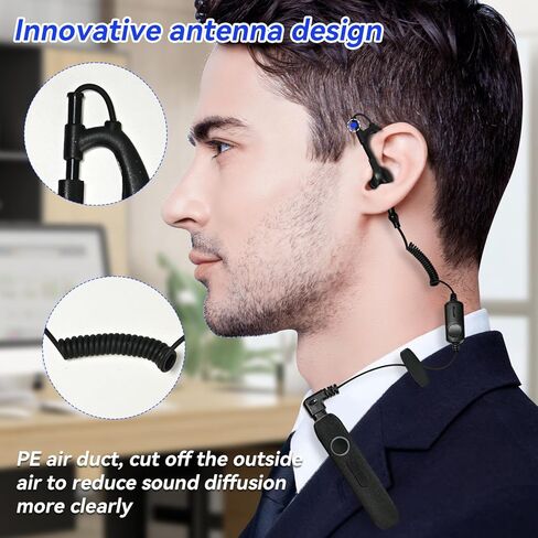 ASAWASA 2PCS Wearable walkie talkies,400-470MHZ Mini Two Way Radio with Earpiece Headset Set,Suitable for Commercial venues Such as Hotels, Restaurants, Shopping malls, supermarkets, etc（Black） in Kuwait