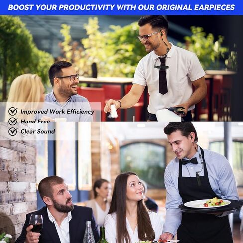 ASAWASA 2PCS Wearable walkie talkies,400-470MHZ Mini Two Way Radio with Earpiece Headset Set,Suitable for Commercial venues Such as Hotels, Restaurants, Shopping malls, supermarkets, etc（Black） in Kuwait