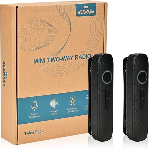 ASAWASA 2PCS Wearable walkie talkies,400-470MHZ Mini Two Way Radio with Earpiece Headset Set,Suitable for Commercial venues Such as Hotels, Restaurants, Shopping malls, supermarkets, etc（Black） in Kuwait