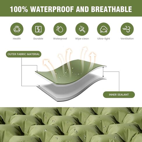 Sleeping Pad for Camping, Lightweight Waterproof Camping Air Mattress with Built-in Pump Camping Bed for Backpacking Gear, Hiking, Tent, Traveling Orange in Saudi Arabia