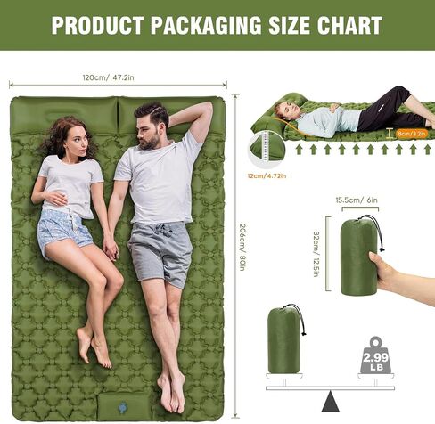Sleeping Pad for Camping, Lightweight Waterproof Camping Air Mattress with Built-in Pump Camping Bed for Backpacking Gear, Hiking, Tent, Traveling Orange in Saudi Arabia