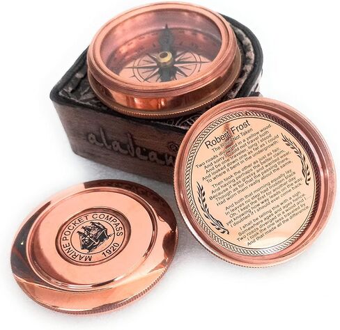 بوصلة نحاسية 2 بوصة | هدية منقوشة لعيد الميلاد والذكرى السنوية والزفاف والكريسماس وعيد الشكر وتأكيد التخرج والمعمودية in Kuwait