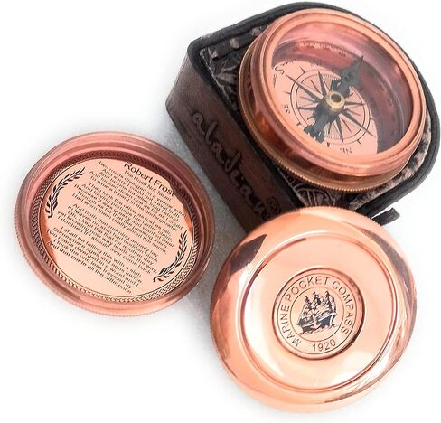 بوصلة نحاسية 2 بوصة | هدية منقوشة لعيد الميلاد والذكرى السنوية والزفاف والكريسماس وعيد الشكر وتأكيد التخرج والمعمودية in Kuwait