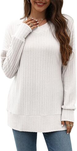 سترة نسائية فضفاضة من Beimuc برقبة على شكل حرف V وأكمام طويلة بلوفر علوي أنيق in Kuwait