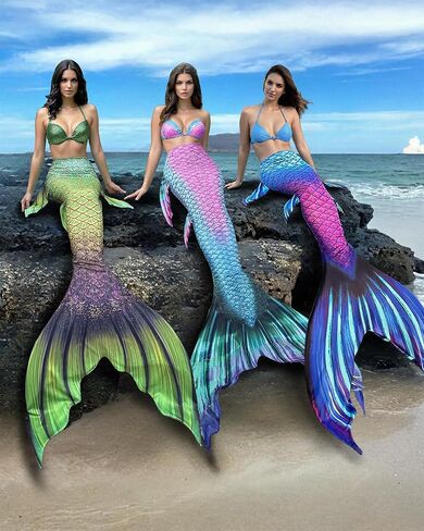 FOLOEO Mermaid Tails for Swimming, Mermaid Swimsuit Costume Set Bathing Suits for Adult & Teen（No Monofin & Support Plate in Saudi Arabia