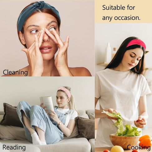 عصابات رأس معقودة للنساء من لوسنت، 5 قطع - عصابات رأس واسعة غير قابلة للانزلاق لإكسسوارات شعر أنيقة - أحمر ورمادي in Kuwait