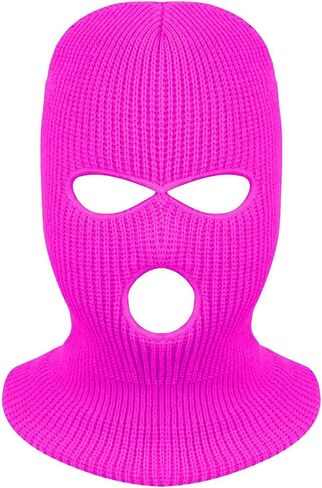 3-Hole Full Face Mask Cover Ski Mask Winter Balaclava Cap Knitted Face Cover for Winter Outdoor Sports (Pink) in Kuwait