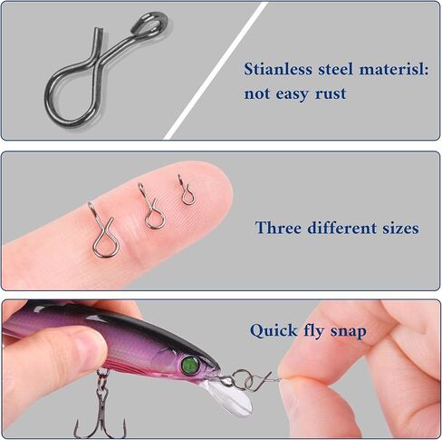 طقات صيد الذبابة، 150 قطعة/صندوق من الفولاذ المقاوم للصدأ، طُعم سريع التغيير، مزيج الحجم بدون عقدة، موصل طُعم سريع الطُعم لخطافات الطيران والرقص in Kuwait