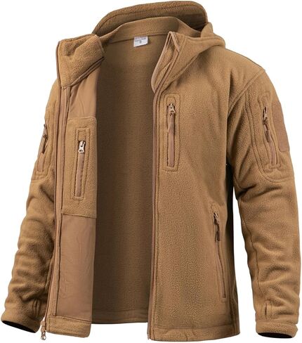 NAVEKULL Men's Tactical Fleece Jacket Hooded Winter Warm Full-Zip Hiking Outdoor Jacket Multi-Pockets in Saudi Arabia