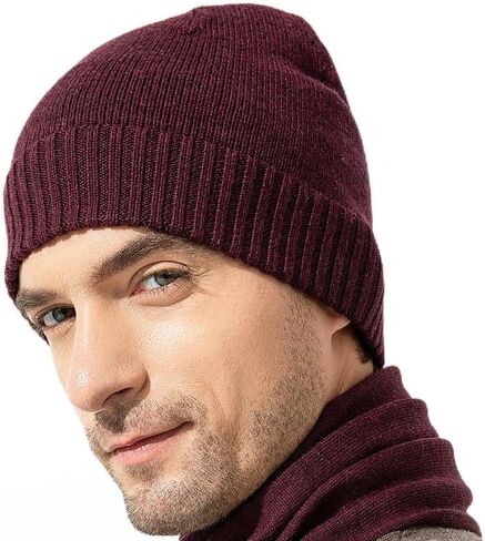 EURKEA 100% Merino Wool Beanie Hat Skullies Watch Cap for Men in Kuwait