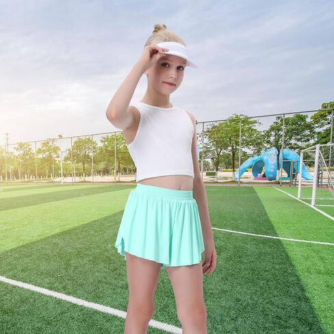Soft Girls Butterfly Shorts Comfortable 2-in-1 Kids Flowy Shorts for Running, Dance, Sports in Kuwait