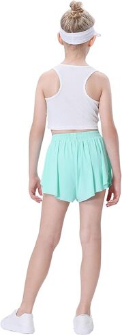 Soft Girls Butterfly Shorts Comfortable 2-in-1 Kids Flowy Shorts for Running, Dance, Sports in Kuwait