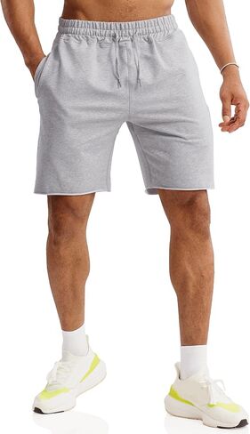 Ouber Men's 7'' Gym Workout Sweat Shorts Bodybuilding Running Training Jogging Shorts in Kuwait
