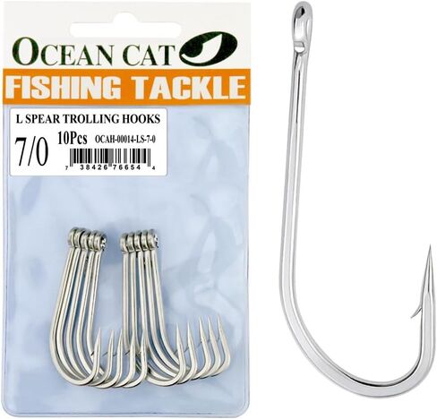 خطاف صيد السمك كلاسيكي من الفولاذ المقاوم للصدأ من OCEAN CAT، خطاف شائك قصير وطويل، خطاف الأخطبوط، خطاف التصيد الدائري، صيد السمك للمياه المالحة والمياه العذبة in Kuwait