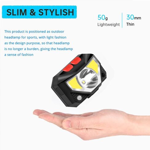 كشافات أمامية LED خفيفة للغاية ومشرقة IPX5 مقاومة للماء وقابلة لإعادة الشحن مع 3 خرزات مصباح 6 أوضاع للتخييم في الهواء الطلق والجري وركوب الدراجات وصيد الأسماك - قطعتان in Saudi Arabia