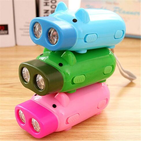 STOBOK 3pcs Hand Pressing Flashlight Cartoon Pig Flashlights Hand Crank Flashlight Portable Electric Torch Battery-free Flashlight Outdoor Camping Flashlight (random Color) in Saudi Arabia