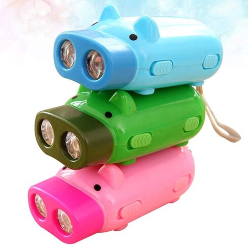 STOBOK 3pcs Hand Pressing Flashlight Cartoon Pig Flashlights Hand Crank Flashlight Portable Electric Torch Battery-free Flashlight Outdoor Camping Flashlight (random Color) in Saudi Arabia