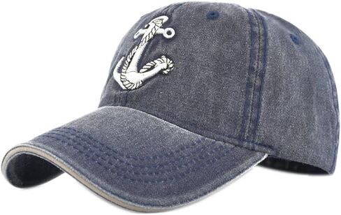 Vintage Baseball Cap Embroidery Anchor Washed Denim Trucker Cap 100% Cotton Sun Hat for Men Women Adjustable Size in Saudi Arabia