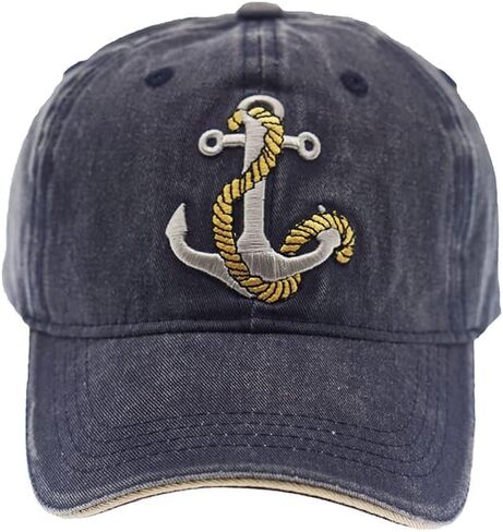 Vintage Baseball Cap Embroidery Anchor Washed Denim Trucker Cap 100% Cotton Sun Hat for Men Women Adjustable Size in Saudi Arabia
