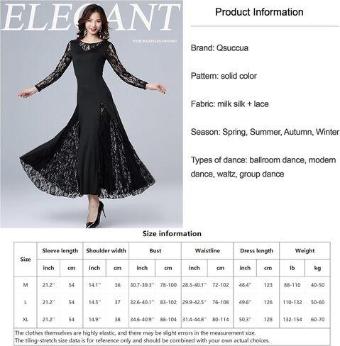 Female Ballroom Dance Lace Dress Long Skirt Modern Dance Big Swing Dress Waltz Dance Costume Competition Costume in Kuwait