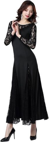 Female Ballroom Dance Lace Dress Long Skirt Modern Dance Big Swing Dress Waltz Dance Costume Competition Costume in Kuwait