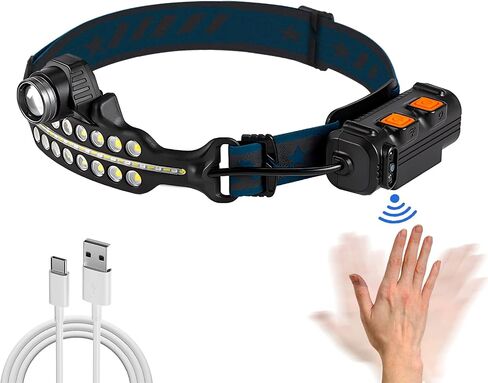 LHOTSE LED Rechargeable Headlamp, 230° Brightbeam Headlamp Rechargeable, LED Strip Headlamp Flashlight with Motion Sensor, 10 Modes Waterproof LED Headlamp for Camping,1 Pack (2 lamp+5 spotlight) in Saudi Arabia