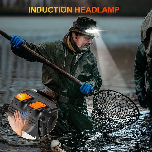 LHOTSE LED Rechargeable Headlamp, 230° Brightbeam Headlamp Rechargeable, LED Strip Headlamp Flashlight with Motion Sensor, 10 Modes Waterproof LED Headlamp for Camping,1 Pack (2 lamp+5 spotlight) in Saudi Arabia