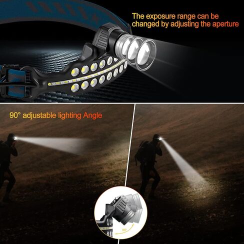 LHOTSE LED Rechargeable Headlamp, 230° Brightbeam Headlamp Rechargeable, LED Strip Headlamp Flashlight with Motion Sensor, 10 Modes Waterproof LED Headlamp for Camping,1 Pack (2 lamp+5 spotlight) in Saudi Arabia