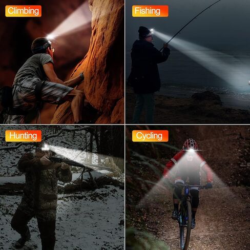 LHOTSE LED Rechargeable Headlamp, 230° Brightbeam Headlamp Rechargeable, LED Strip Headlamp Flashlight with Motion Sensor, 10 Modes Waterproof LED Headlamp for Camping,1 Pack (2 lamp+5 spotlight) in Saudi Arabia