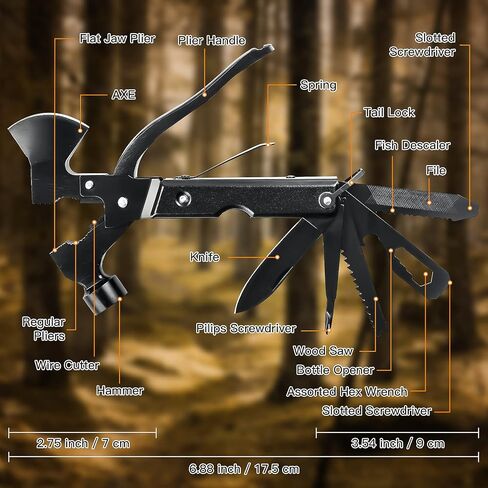 Hammer Multitool 14 في 1 - هدية للرجل، هدايا عيد ميلاد للرجال، الأب، الزوج، الصديق، ملحقات التخييم، معدات النجاة، أداة متعددة مع صندوق هدايا، أدوات رائعة، أفكار هدايا فريدة من نوعها in Kuwait
