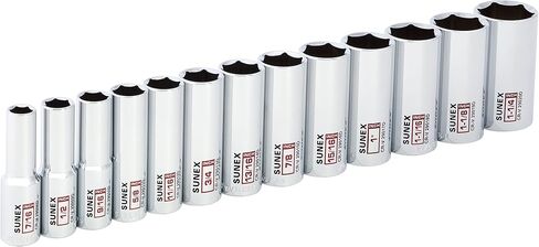 13Piece 1/2" Drive Chrome Socket Rail 6Pt SAE Deep in Saudi Arabia