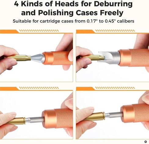 Homaisson Cartridge Case Prep Multitool، حقيبة متعددة الاستخدامات لإزالة حواف الشطب، أدوات يدوية لإعادة التحميل، أدوات تنظيف الجيب التمهيدي لإزالة التجعيد، تناسب عيار 0.17-0.45 بوصة in Kuwait