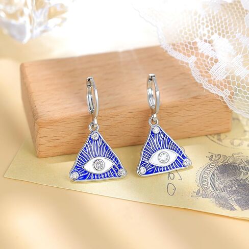 Esbbela Evil Eye Hoop Earrings for Women Tiny Eye Earrings Blue Devil Eye Colorful Heart Third Eye Small Huggie Hoop Earrings Spiritual Protection Gold Eye Jewelry in Kuwait