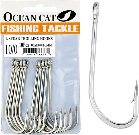 خطاف صيد السمك كلاسيكي من الفولاذ المقاوم للصدأ من OCEAN CAT، خطاف شائك قصير وطويل، خطاف الأخطبوط، خطاف التصيد الدائري، صيد السمك للمياه المالحة والمياه العذبة in Kuwait