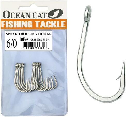 خطاف صيد السمك كلاسيكي من الفولاذ المقاوم للصدأ من OCEAN CAT، خطاف شائك قصير وطويل، خطاف الأخطبوط، خطاف التصيد الدائري، صيد السمك للمياه المالحة والمياه العذبة in Kuwait