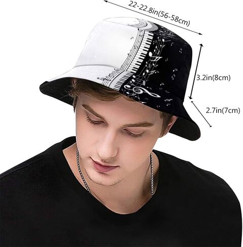 Musical Music Note Bucket Hat,Funny Beach Fisherman Hats Sun Wide Brim Cap for Women Men and Teens in Saudi Arabia