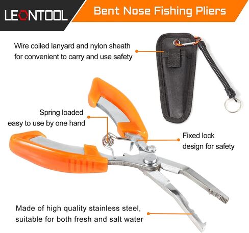 Fishing Pliers Needle Nose Stainless Steel Hook Remover Fishing Scissors Fishing Line Cutter Wire Cutter Braid Cutter Multi-Purpose Fishing Pliers with Sheath and Lanyard in Saudi Arabia