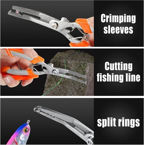 Fishing Pliers Needle Nose Stainless Steel Hook Remover Fishing Scissors Fishing Line Cutter Wire Cutter Braid Cutter Multi-Purpose Fishing Pliers with Sheath and Lanyard in Saudi Arabia
