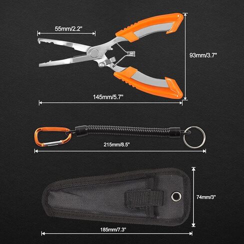 Fishing Pliers Needle Nose Stainless Steel Hook Remover Fishing Scissors Fishing Line Cutter Wire Cutter Braid Cutter Multi-Purpose Fishing Pliers with Sheath and Lanyard in Saudi Arabia