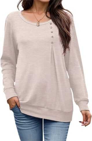 JINKESI Women's Casual Long Sleeve Tunic Tops Crew Neck Tshirt Blouses in Kuwait