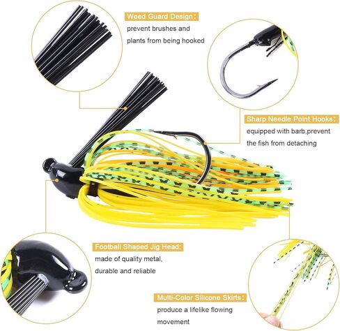 8 قطع من طُعم صيد السمك بدون أعشاب مع واقي من الأعشاب الضارة، تنورة سيليكون متعددة الألوان 10 جم 3/8 أونصة سبينيربايت لصيد سمك السلمون المرقط في المياه المالحة والمياه العذبة in Kuwait
