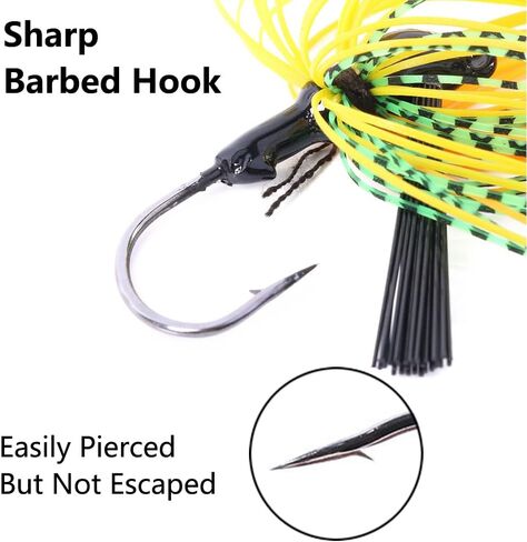 8 قطع من طُعم صيد السمك بدون أعشاب مع واقي من الأعشاب الضارة، تنورة سيليكون متعددة الألوان 10 جم 3/8 أونصة سبينيربايت لصيد سمك السلمون المرقط في المياه المالحة والمياه العذبة in Kuwait
