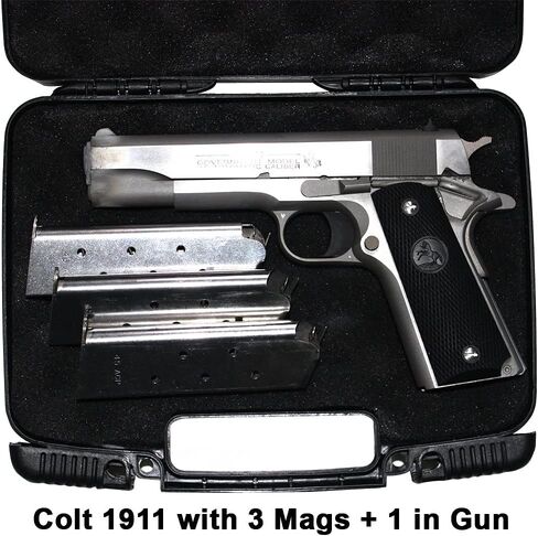 Single Pistol Case - Secure Premium Hard Plastic Gun Cases - Easy to Lock - Locking System Seals Case Tight - Fits Full Size Handgun - Foam Interior - Great for Transport in Car - Fits most Glock, Smith and Wesson (S&W), Ruger, Colt, Beretta, etc. in Saudi Arabia