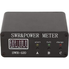 Digital Short Wave Standing Wave Meter, 1.8‑50MHz FM AM CW SSB Modes Digital Display SWR Meter Watt Meter, Type C Professional Aluminium Alloy 200W Max VSWR Power Meter with Buzzer, Alarm, 1000mAh