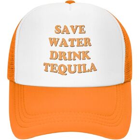 Save Water Drink Tequila Hat Funny Trucker Hats Adjustable Classic Fishing Cap for Men and Women Black