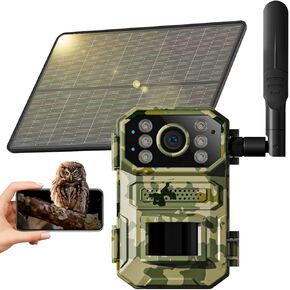 4G LTE 4k cellular trail camera, real-time streaming trail camera, solar camera ip66 waterproof, 0.05s triggered motion activation hunting camera,130 degree wide angle,64GB SD card & built-in SIM card