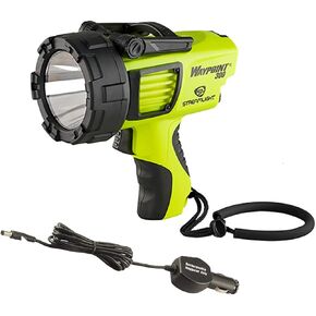 STREAMLIGHT Lightweight Rechargeable Long-Range 1000 Lumens Waypoint 300 Yellow Spotlight w/120V AC Charger with Waypoint Rechargeable/Super Siege 12V DC Cord