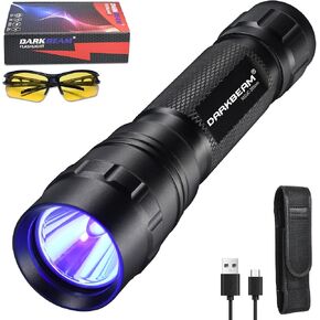 DARKBEAM Flashlight UV 395nm Black Light, Mini & Powerful Wood’s Lamp USB -C LED Rechargeable Blacklight, 10W Portable Pet Dog Urine Detector - Resin Curing, Fluorescent, Scorpion Detection
