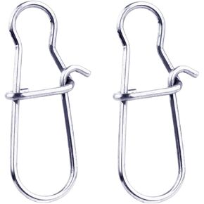 100 Pack Fishing Duo Lock Snaps Stainless Steel Fishing Connectors Swivel Buckle Test: 26LB-220LB